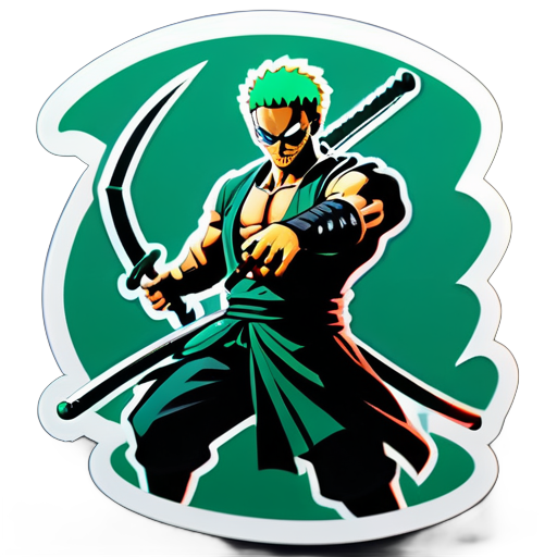 Zoro affronte des forces obscures, cherchant un artefact légendaire. Alliés et adversaires mettent à l'épreuve ses compétences, son honneur et sa détermination. sticker