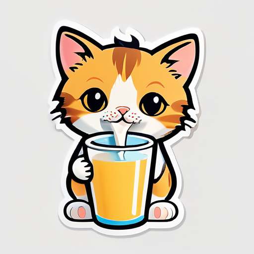 chat qui boit du lait sticker