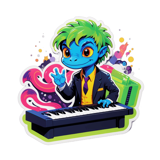 New Wave Newt mit Tastatur sticker