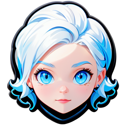 cheveux blancs, yeux bleus, 1 fille sticker