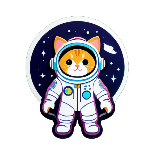 faça um gato usando um traje espacial sticker