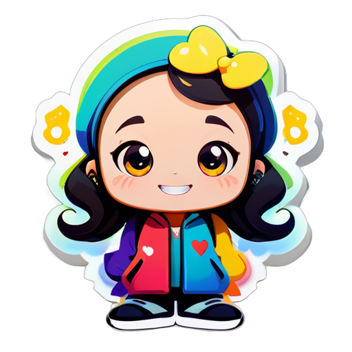 very cute, character composition, cartoon style, with a white background,  sticker 2d flat art graffiti, rgb illustration. friendly cute bright smiling. --seed 100 sticker