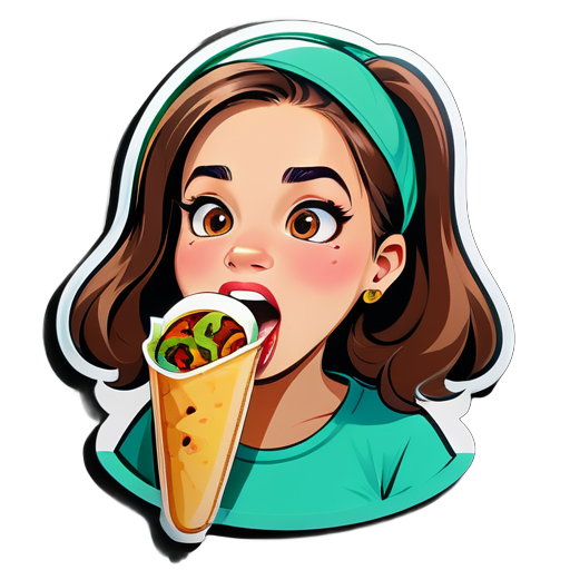 shawarma in a girl's mouth sticker