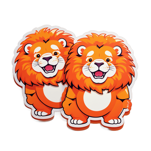 비만한 귤색 사자들 sticker