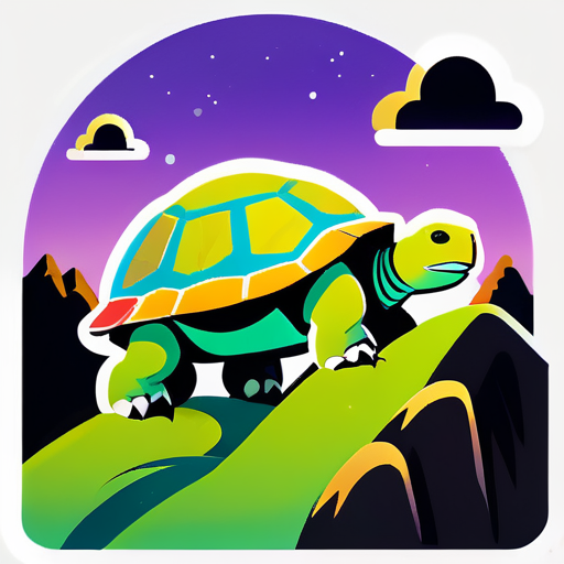 gran tortuga durmiendo en la montaña sticker